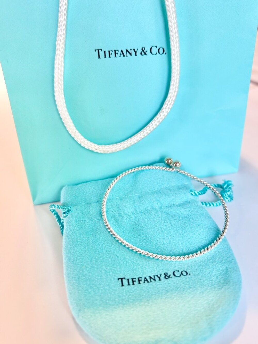 Tiffany & Co Silver & 18K Gold Twisted Rope Bangle